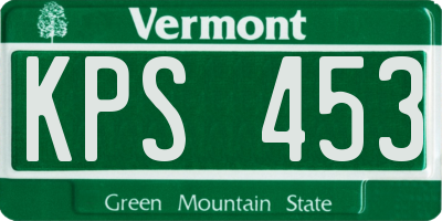 VT license plate KPS453