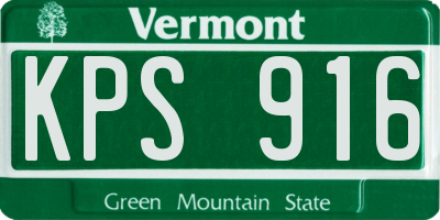 VT license plate KPS916