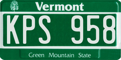 VT license plate KPS958
