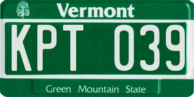 VT license plate KPT039