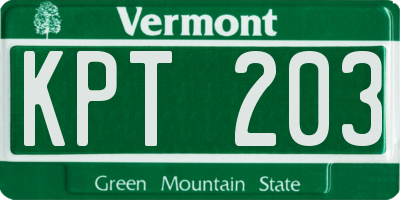 VT license plate KPT203