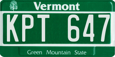 VT license plate KPT647