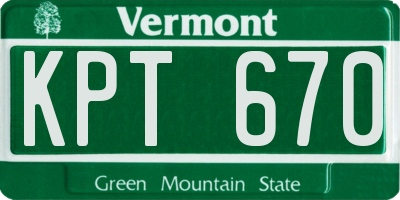 VT license plate KPT670