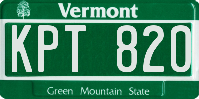 VT license plate KPT820