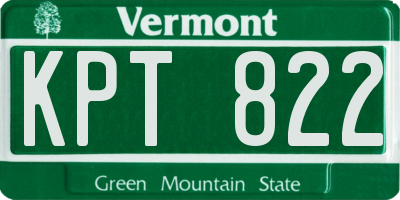 VT license plate KPT822