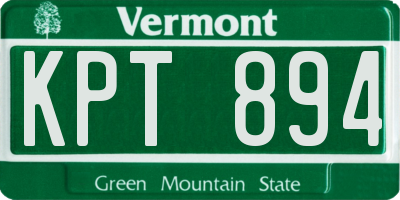 VT license plate KPT894