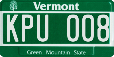 VT license plate KPU008