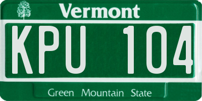 VT license plate KPU104