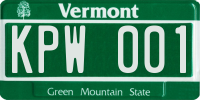 VT license plate KPW001