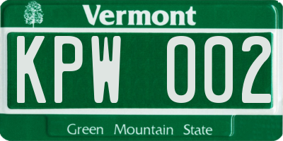 VT license plate KPW002