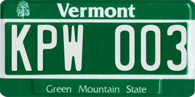 VT license plate KPW003