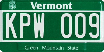 VT license plate KPW009