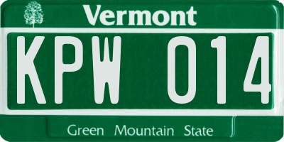 VT license plate KPW014