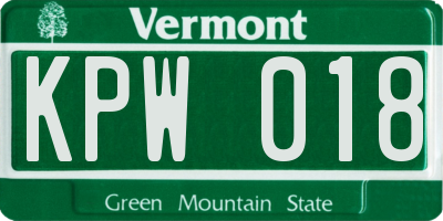 VT license plate KPW018