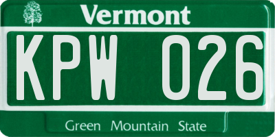 VT license plate KPW026