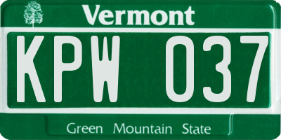 VT license plate KPW037