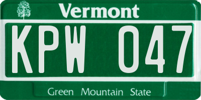 VT license plate KPW047