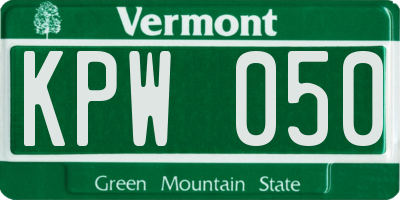 VT license plate KPW050