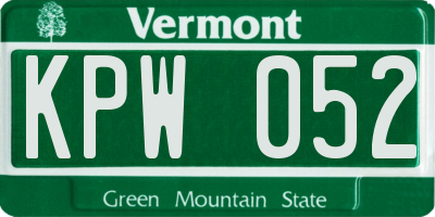 VT license plate KPW052
