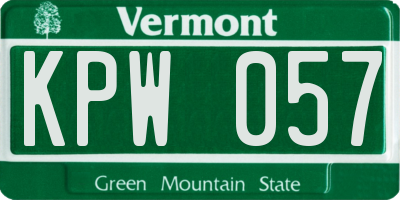 VT license plate KPW057