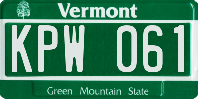 VT license plate KPW061