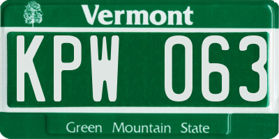 VT license plate KPW063