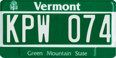 VT license plate KPW074