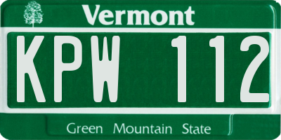 VT license plate KPW112