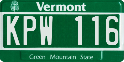 VT license plate KPW116