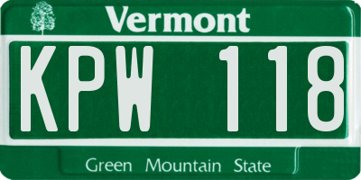 VT license plate KPW118
