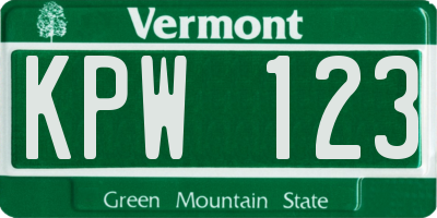 VT license plate KPW123