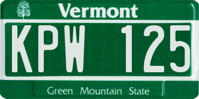 VT license plate KPW125
