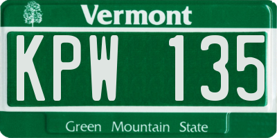 VT license plate KPW135