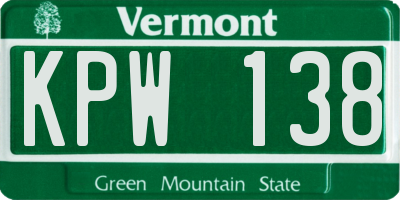 VT license plate KPW138