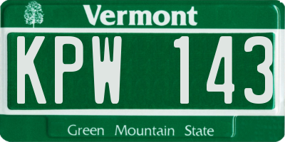 VT license plate KPW143