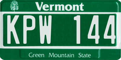 VT license plate KPW144