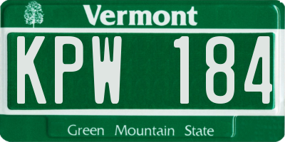 VT license plate KPW184