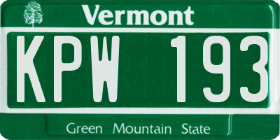 VT license plate KPW193