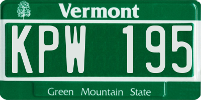VT license plate KPW195