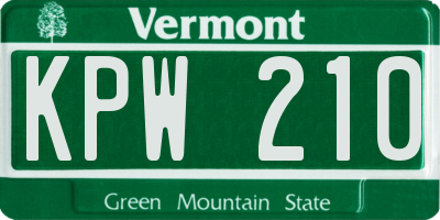 VT license plate KPW210