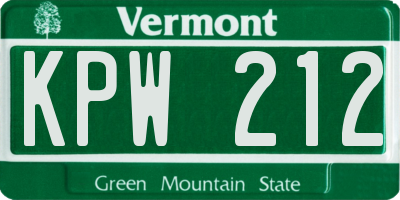 VT license plate KPW212