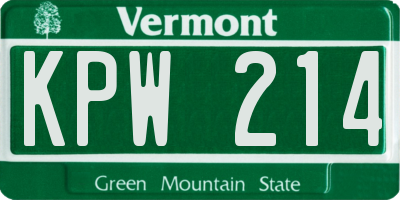 VT license plate KPW214