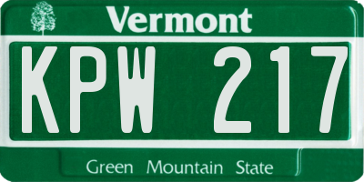 VT license plate KPW217