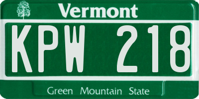 VT license plate KPW218