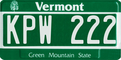 VT license plate KPW222