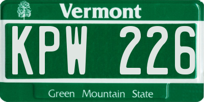 VT license plate KPW226