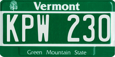 VT license plate KPW230