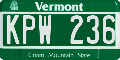 VT license plate KPW236
