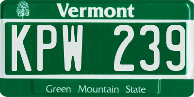 VT license plate KPW239