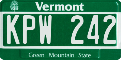 VT license plate KPW242